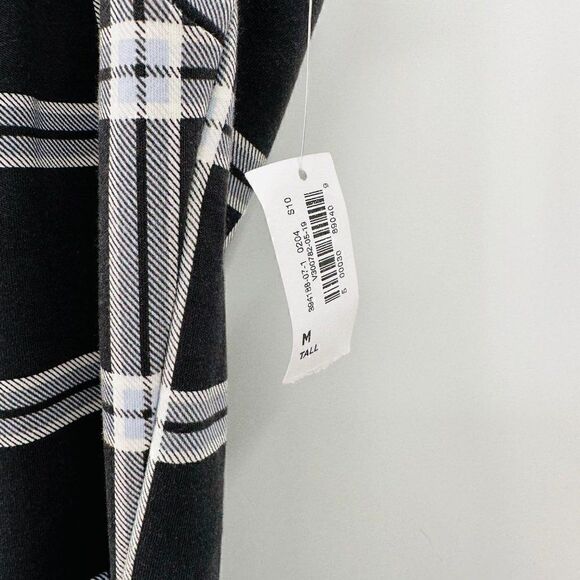 Old Navy Size Medium Tall Gray Plaid Sleeveless Stretch Knit Career A Line Dress - Picture 5 of 10